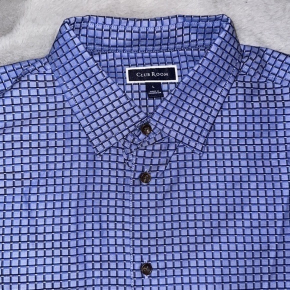 Club Room Men's Regular Fit Ditto Plaid Dress Shirt large​ - Picture 1 of 5
